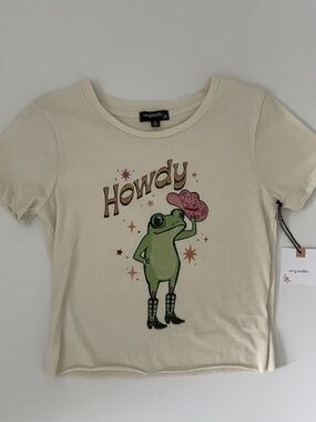 NEW Originality Girls Small Howdy Frog Cowgirl Graphic Tee